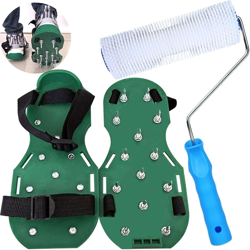 DBYANAN 9 Inch Screed Spiked Roller Self Leveling Concrete Roller Epoxy Roller Spike Shoes for Epoxy Flooring Cement Floor Leveling Tools Screed Compound Roller - Image 1